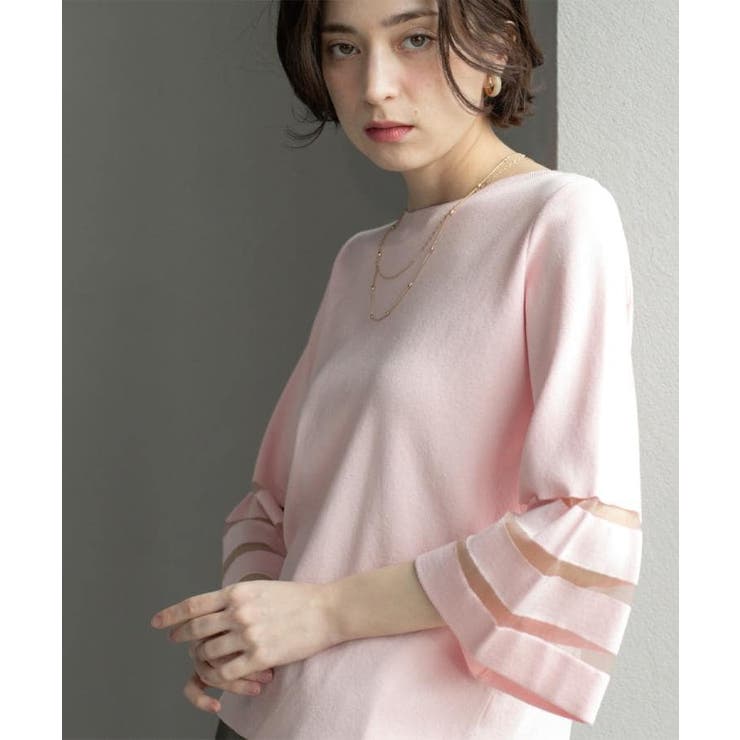 《6色展開》シアーボーダーフレアスリーブニット【洗濯機洗い可】 | OPAQUE.CLIP | 詳細画像8