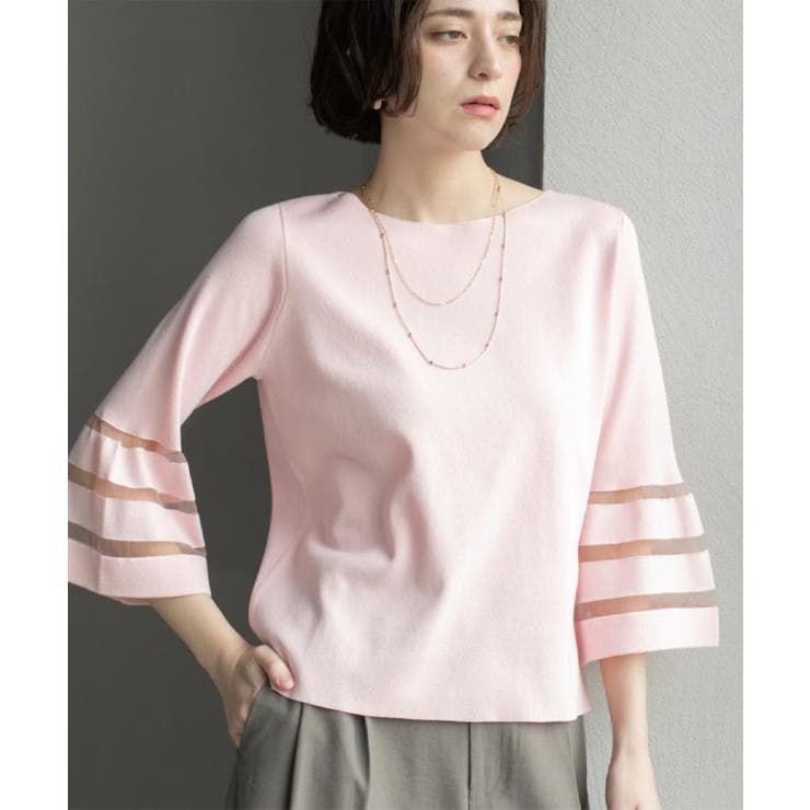 《6色展開》シアーボーダーフレアスリーブニット【洗濯機洗い可】 | OPAQUE.CLIP | 詳細画像9