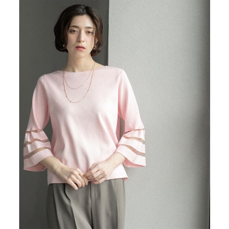 《6色展開》シアーボーダーフレアスリーブニット【洗濯機洗い可】 | OPAQUE.CLIP | 詳細画像10