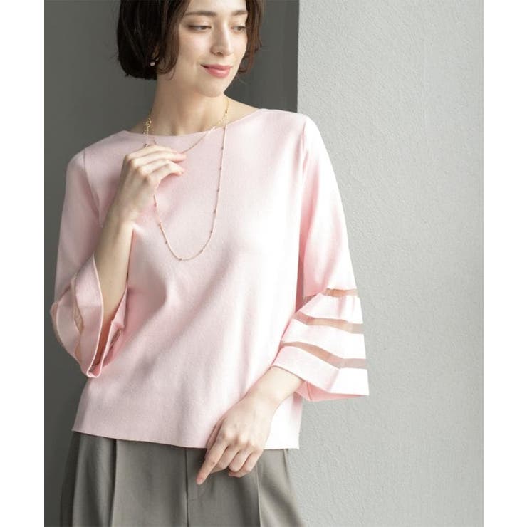 《6色展開》シアーボーダーフレアスリーブニット【洗濯機洗い可】 | OPAQUE.CLIP | 詳細画像12