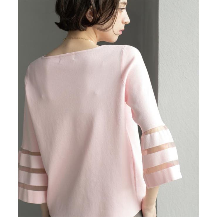 《6色展開》シアーボーダーフレアスリーブニット【洗濯機洗い可】 | OPAQUE.CLIP | 詳細画像13