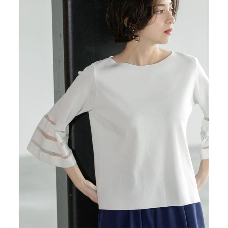 《6色展開》シアーボーダーフレアスリーブニット【洗濯機洗い可】 | OPAQUE.CLIP | 詳細画像17