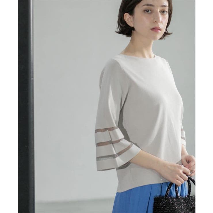 《6色展開》シアーボーダーフレアスリーブニット【洗濯機洗い可】 | OPAQUE.CLIP | 詳細画像20