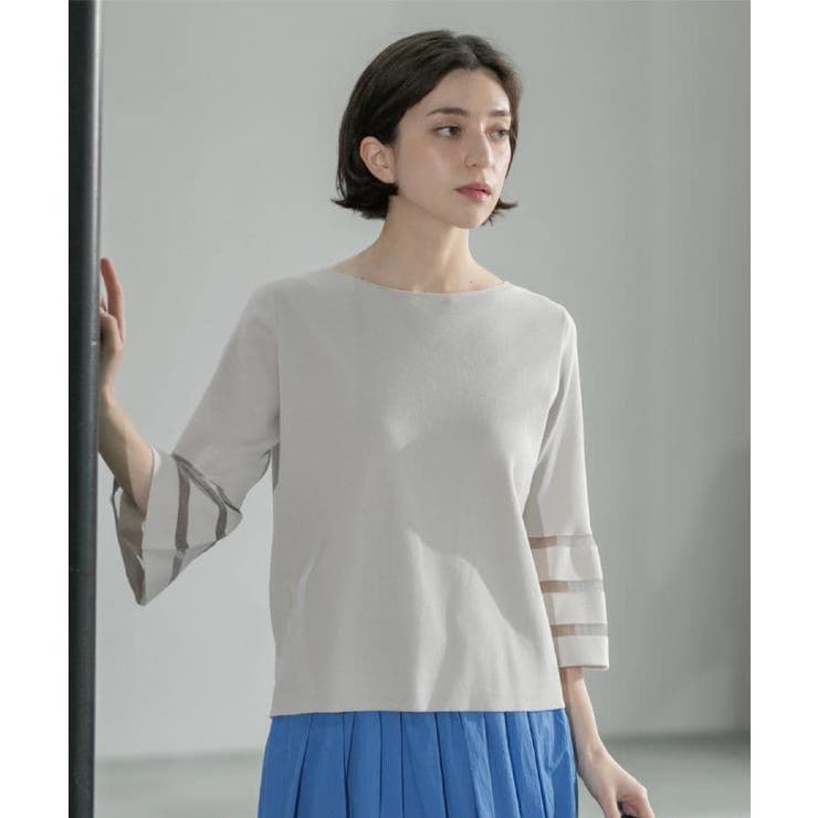 《6色展開》シアーボーダーフレアスリーブニット【洗濯機洗い可】 | OPAQUE.CLIP | 詳細画像21