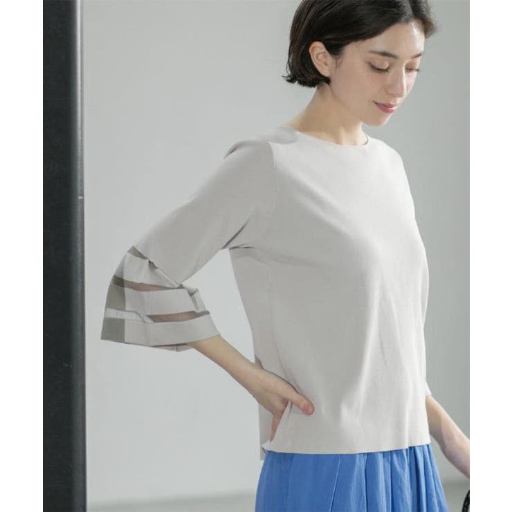 《6色展開》シアーボーダーフレアスリーブニット【洗濯機洗い可】 | OPAQUE.CLIP | 詳細画像23