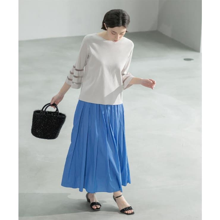 《6色展開》シアーボーダーフレアスリーブニット【洗濯機洗い可】 | OPAQUE.CLIP | 詳細画像25