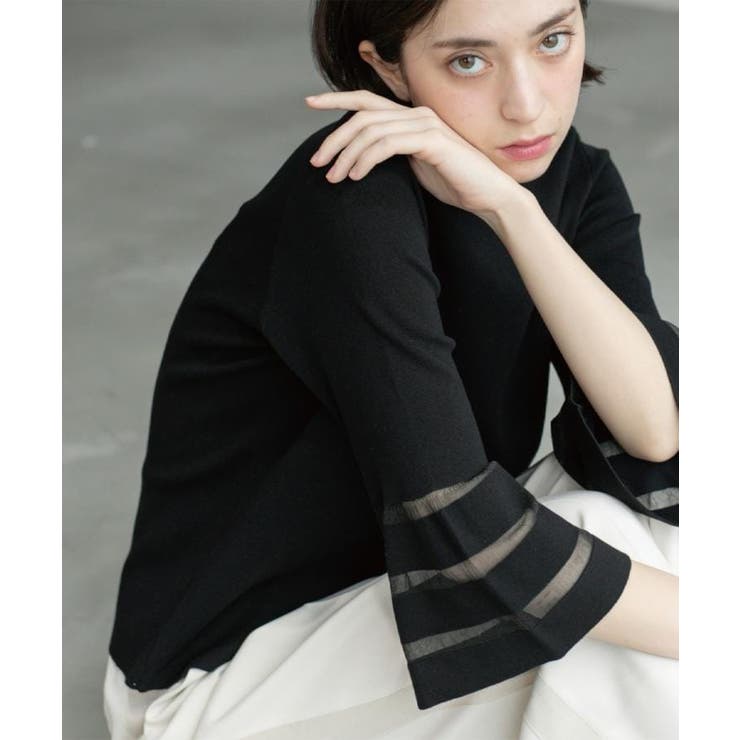 《6色展開》シアーボーダーフレアスリーブニット【洗濯機洗い可】 | OPAQUE.CLIP | 詳細画像30