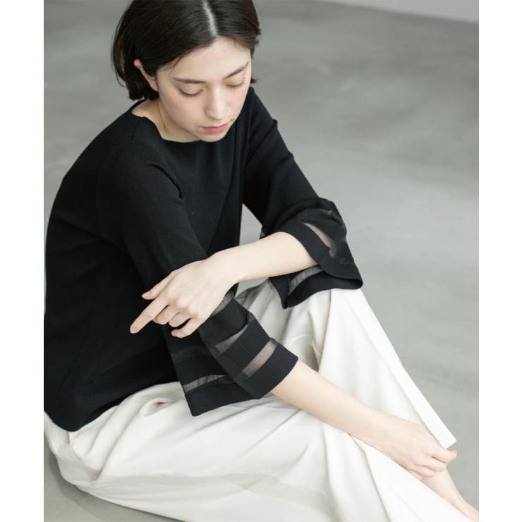 《6色展開》シアーボーダーフレアスリーブニット【洗濯機洗い可】 | OPAQUE.CLIP | 詳細画像31