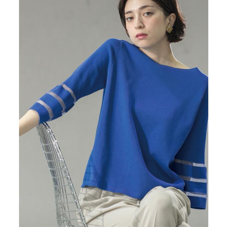 《6色展開》シアーボーダーフレアスリーブニット【洗濯機洗い可】 | OPAQUE.CLIP | 詳細画像35