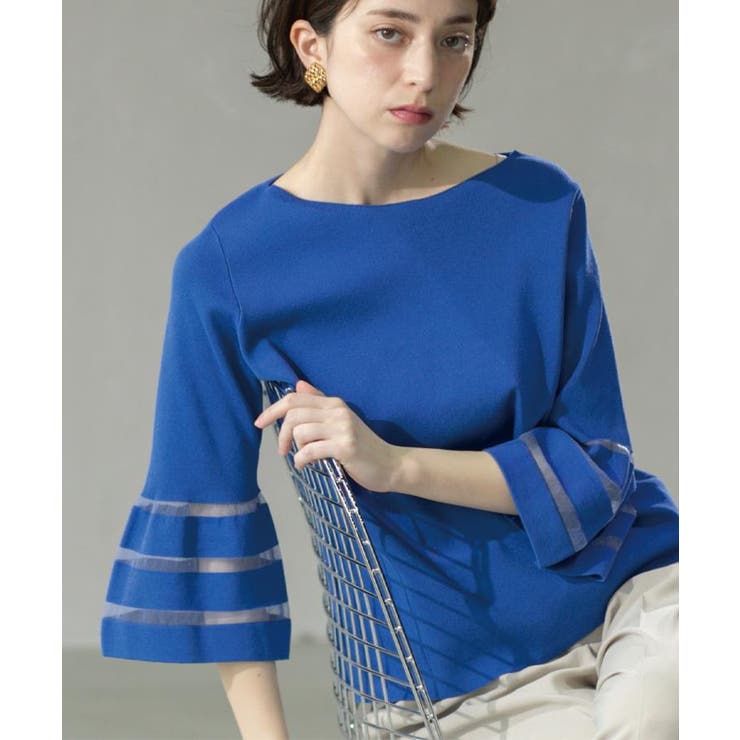 《6色展開》シアーボーダーフレアスリーブニット【洗濯機洗い可】 | OPAQUE.CLIP | 詳細画像36