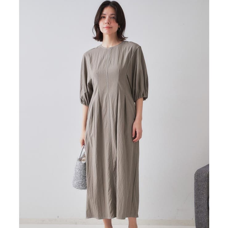 配色ボリュームタックスリーブワンピース【洗濯機洗い可】 | OPAQUE.CLIP | 詳細画像5 