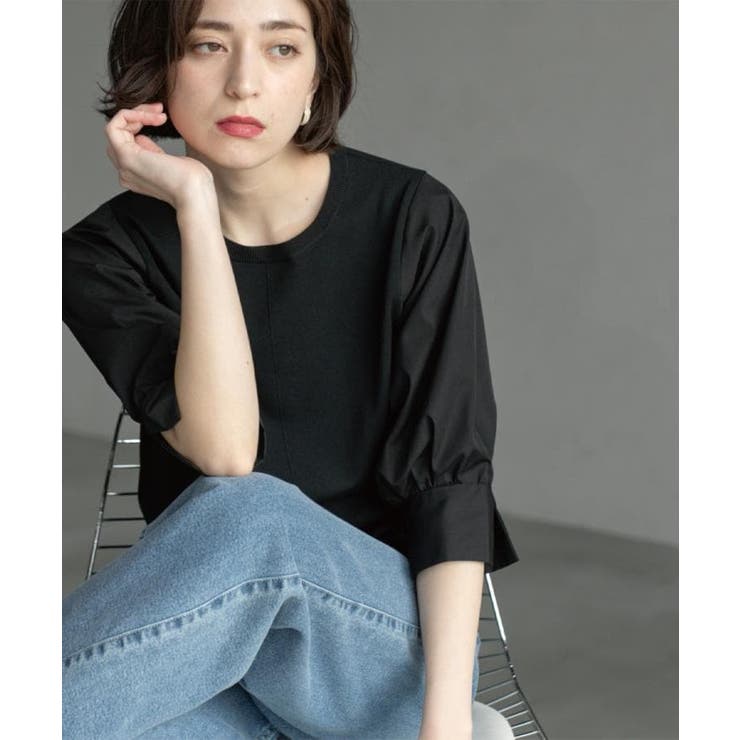 ブラック(019) | フハクスリーブドッキングニット【洗濯機洗い可】 | OPAQUE.CLIP