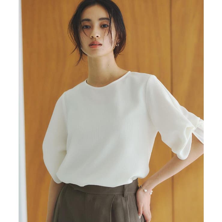 リネンライクタックスリーブブラウス【洗濯機洗い可/吸水速乾/接触冷感】 | OPAQUE.CLIP | 詳細画像2 