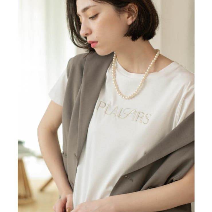 刺繍＆スパンコールロゴTシャツ【洗濯機洗い可】 | OPAQUE.CLIP | 詳細画像1 