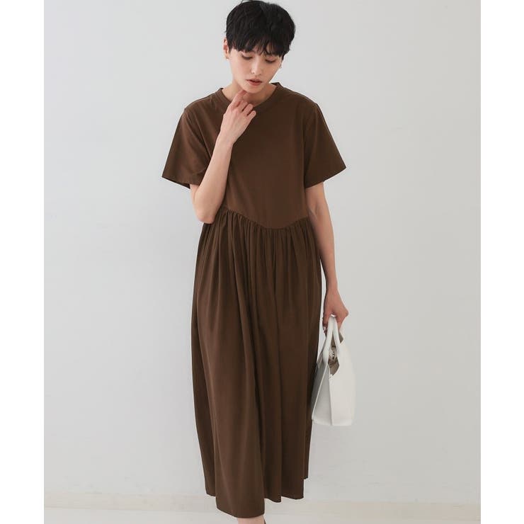 ブラウン(044) | アシメドッキングフレアワンピース【洗濯機洗い可】 | OPAQUE.CLIP