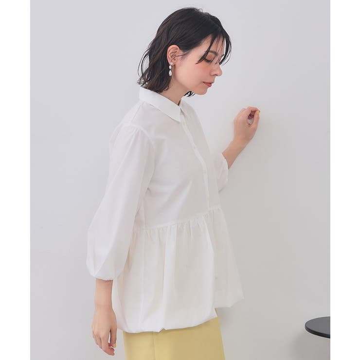 裾バルーンペプラムシャツ【洗濯機洗い可】 | OPAQUE.CLIP | 詳細画像1 