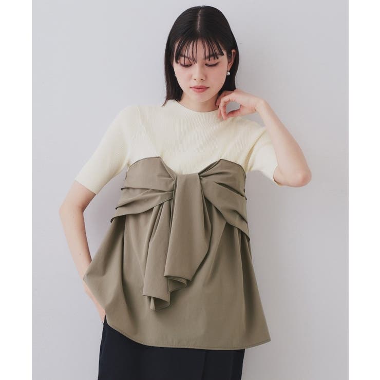 ホワイト(501) | リボンビスチェドッキングニット【洗濯機洗い可】 | OPAQUE.CLIP