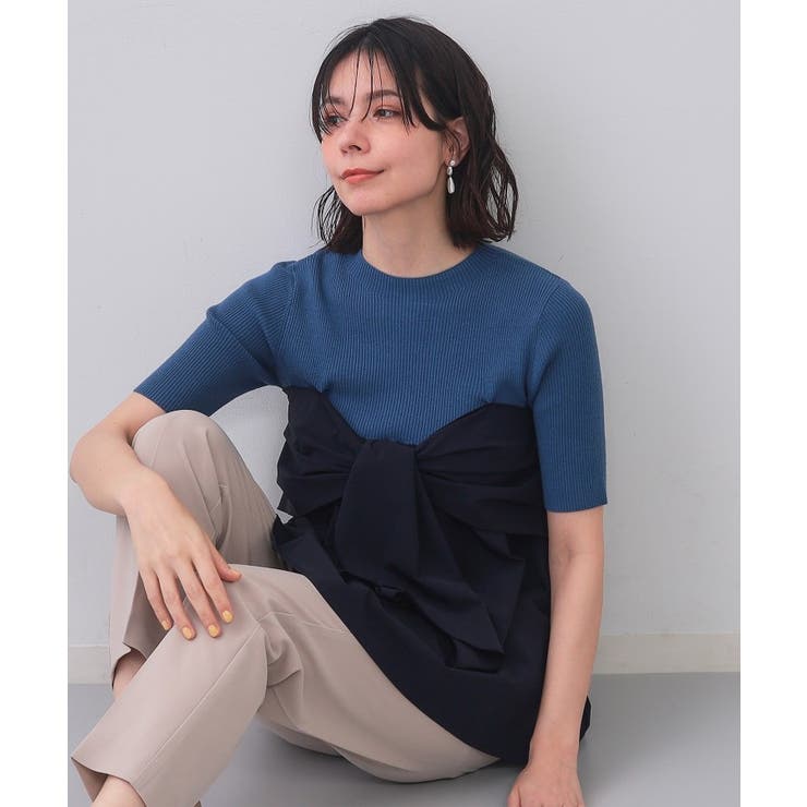 ブルー(593) | リボンビスチェドッキングニット【洗濯機洗い可】 | OPAQUE.CLIP