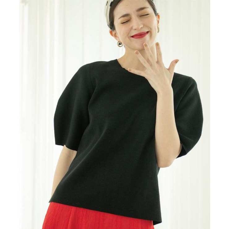 ブラック(019) | カーブスリーブニット【UV/洗濯機洗い可】 | OPAQUE.CLIP