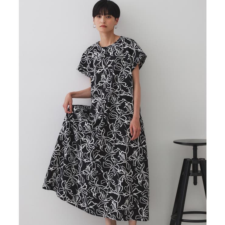手書き風プリントワンピース【洗濯機洗い可】 | OPAQUE.CLIP | 詳細画像1 