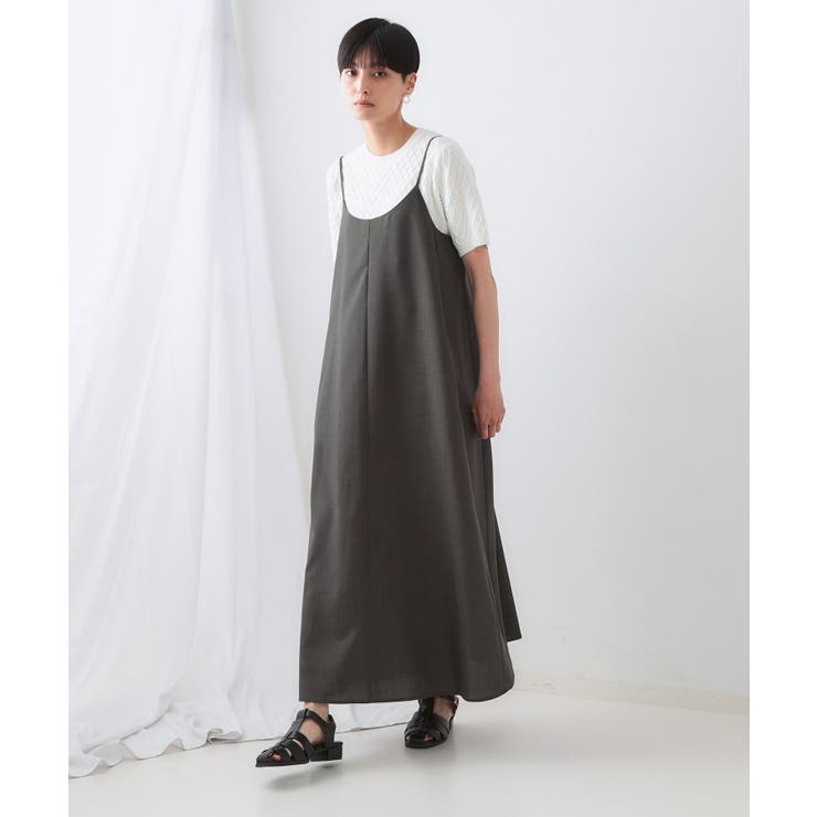 チャコールグレー(014) | リネンライクキャミワンピース【洗濯機洗い可】 | OPAQUE.CLIP