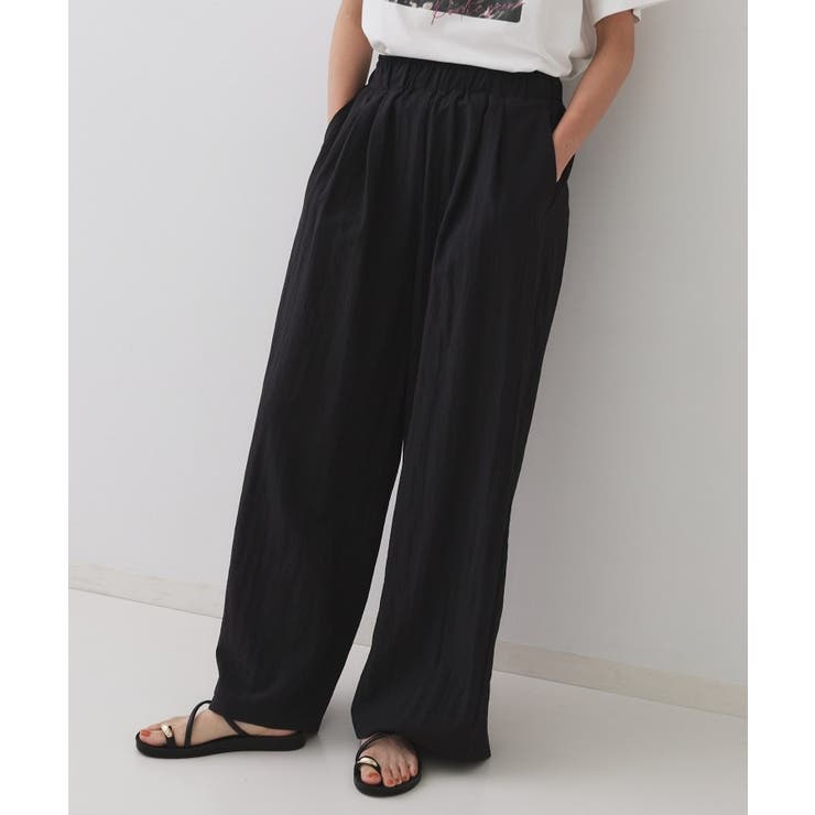 ブラック(019) | ナイロン混イージーワイドパンツ【洗濯機洗い可】 | OPAQUE.CLIP