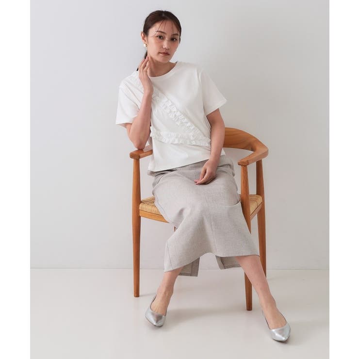 《美人百花掲載》アシメフリルドッキングカットソー【洗濯機洗い可】 | OPAQUE.CLIP | 詳細画像3 