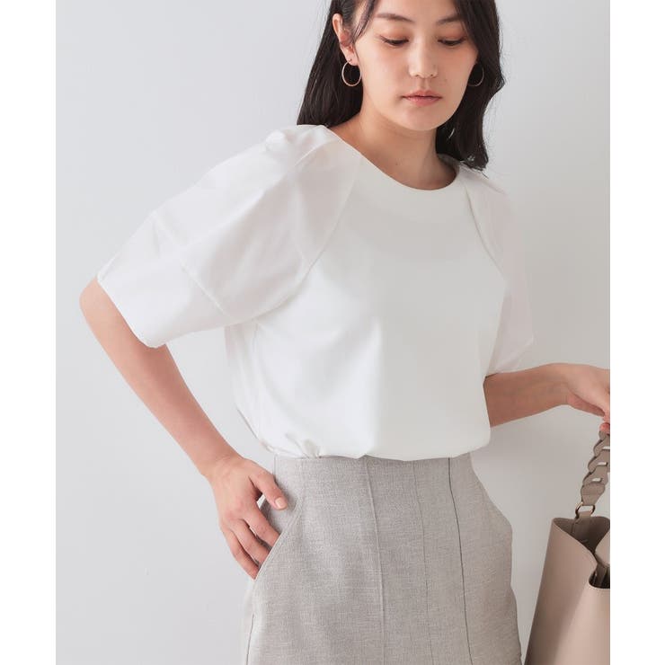 ホワイト(001) | 《S-LLサイズ》ランタンスリーブトップス【UV/接触冷感/洗濯機洗い可】 | OPAQUE.CLIP