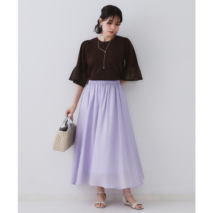 麻混シアーギャザーフレアスカート【洗濯機洗い可】 | OPAQUE.CLIP | 詳細画像26 