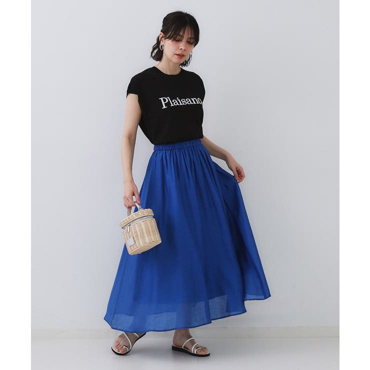 麻混シアーギャザーフレアスカート【洗濯機洗い可】 | OPAQUE.CLIP | 詳細画像30 