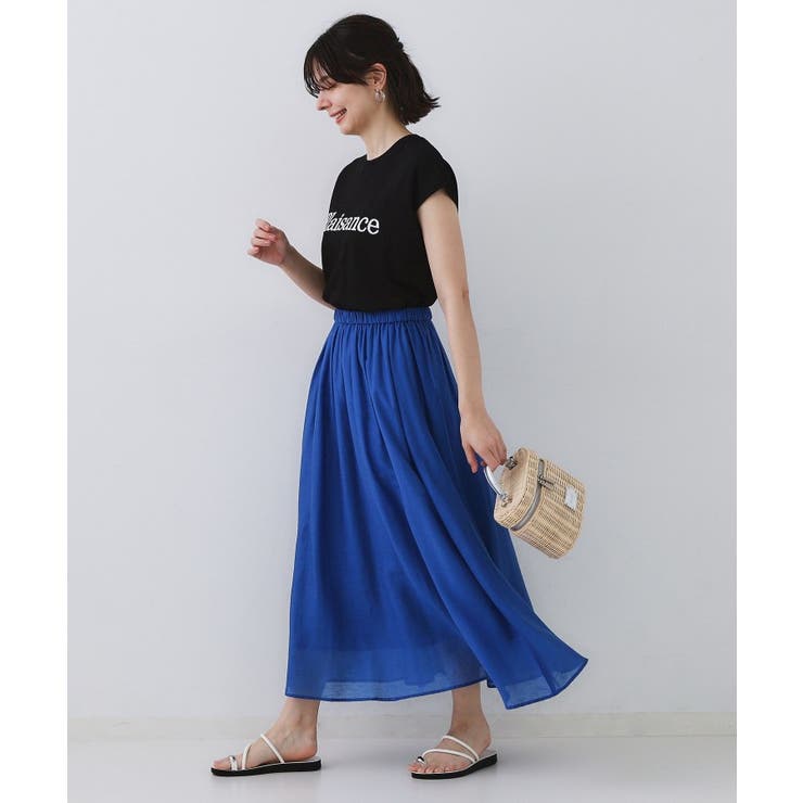 麻混シアーギャザーフレアスカート【洗濯機洗い可】 | OPAQUE.CLIP | 詳細画像31 