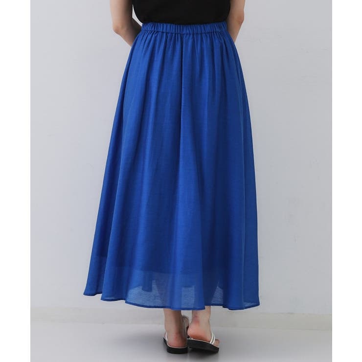 麻混シアーギャザーフレアスカート【洗濯機洗い可】 | OPAQUE.CLIP | 詳細画像35 