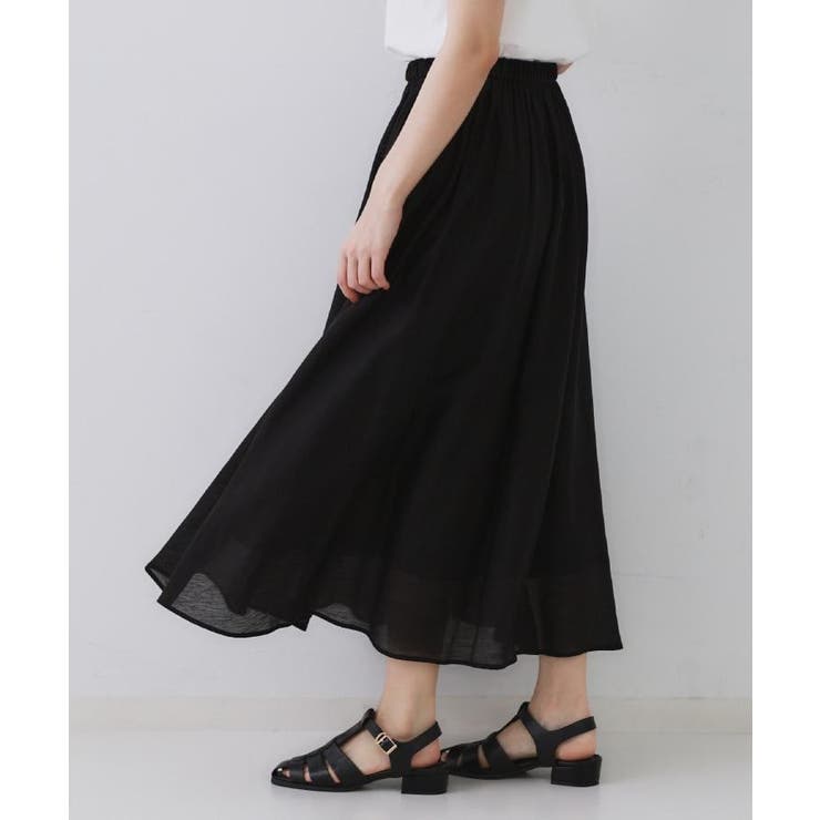 麻混シアーギャザーフレアスカート【洗濯機洗い可】 | OPAQUE.CLIP | 詳細画像20 