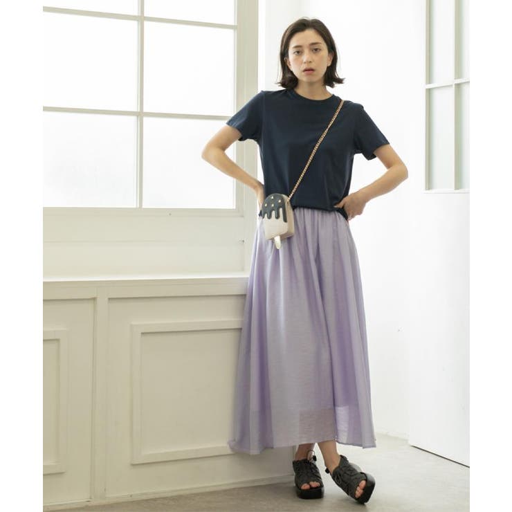 麻混シアーギャザーフレアスカート【洗濯機洗い可】 | OPAQUE.CLIP | 詳細画像9 