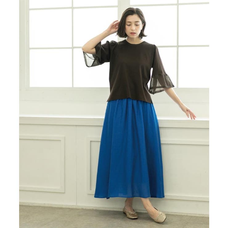 麻混シアーギャザーフレアスカート【洗濯機洗い可】 | OPAQUE.CLIP | 詳細画像11 