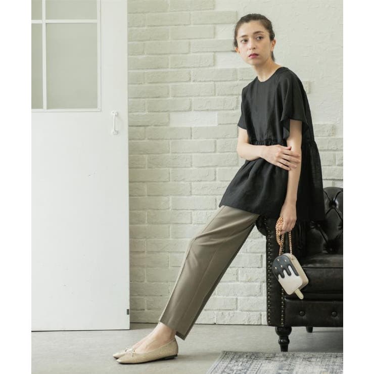 麻混シアーペプラムブラウス【洗濯機洗い可】 | OPAQUE.CLIP | 詳細画像2 