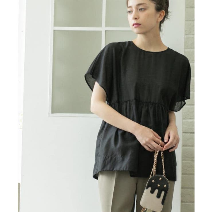 麻混シアーペプラムブラウス【洗濯機洗い可】 | OPAQUE.CLIP | 詳細画像5 