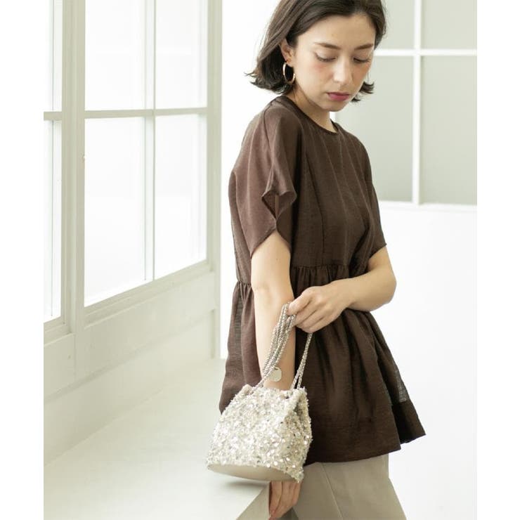 麻混シアーペプラムブラウス【洗濯機洗い可】 | OPAQUE.CLIP | 詳細画像14 