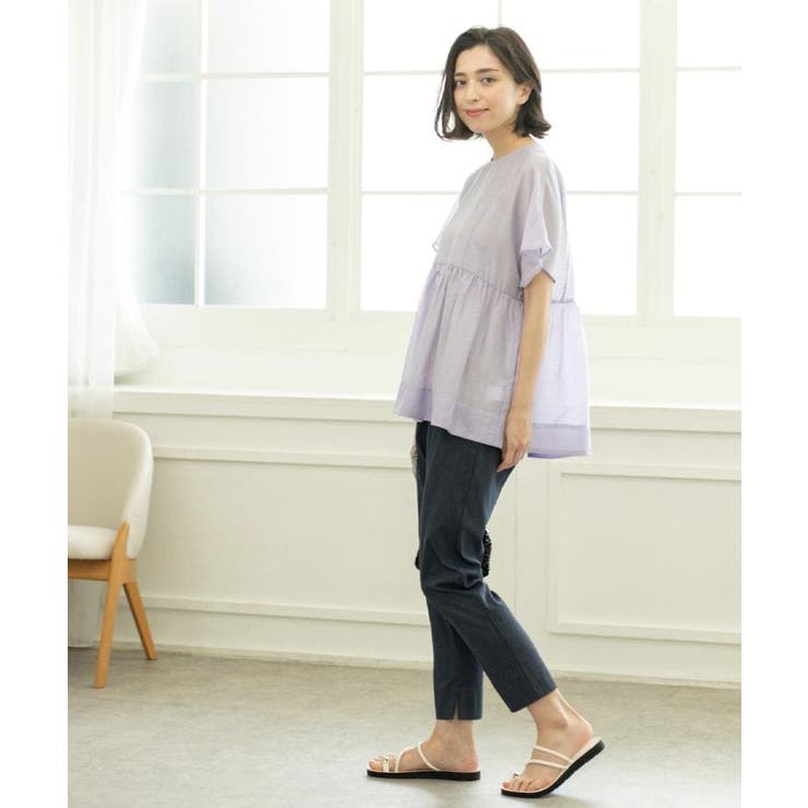 麻混シアーペプラムブラウス【洗濯機洗い可】 | OPAQUE.CLIP | 詳細画像21 