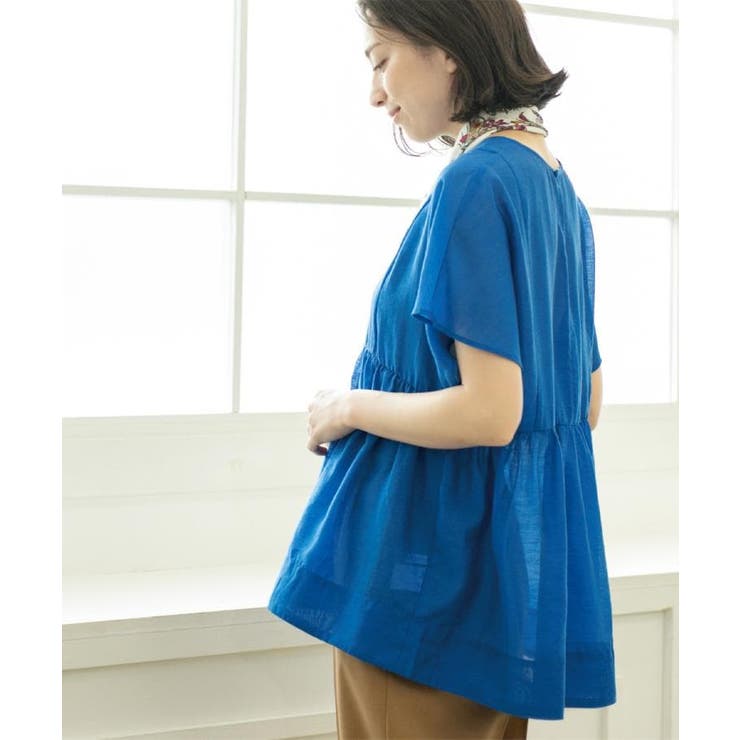 麻混シアーペプラムブラウス【洗濯機洗い可】 | OPAQUE.CLIP | 詳細画像23 