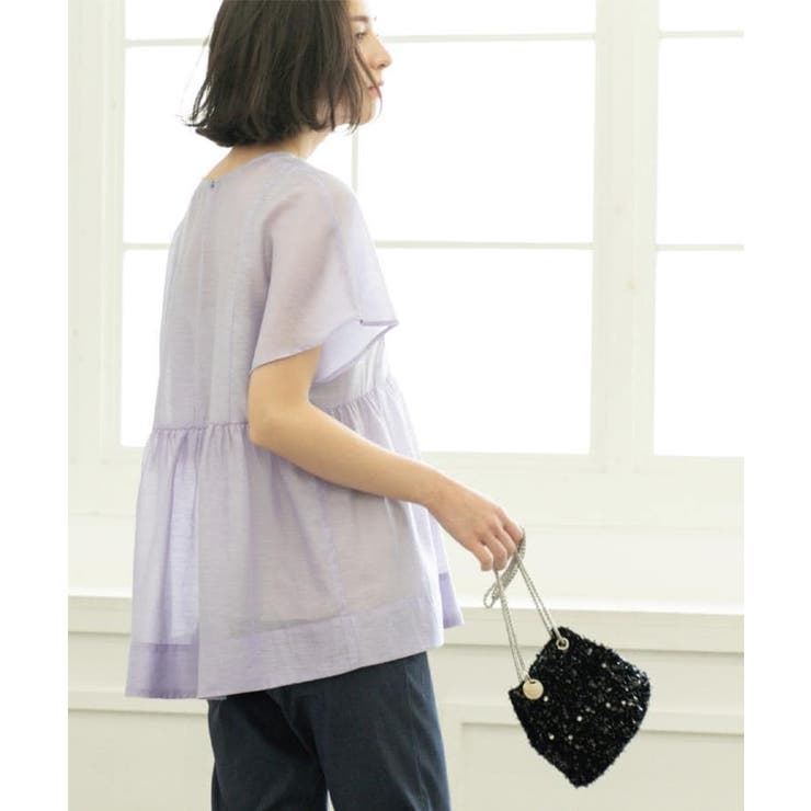 ラベンダー(080) | 麻混シアーペプラムブラウス【洗濯機洗い可】 | OPAQUE.CLIP
