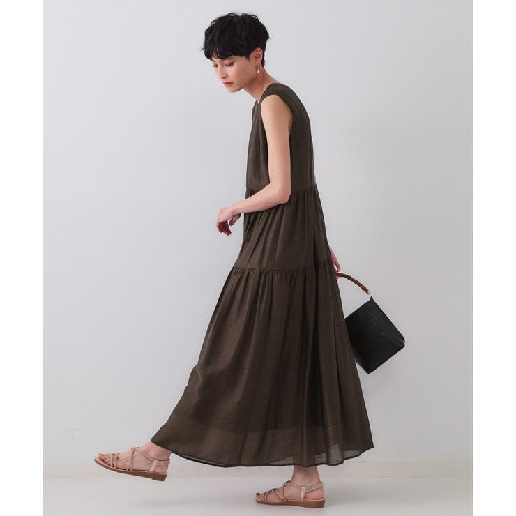 麻混シアーギャザーティアードワンピース【洗濯機洗い可】 | OPAQUE.CLIP | 詳細画像37 