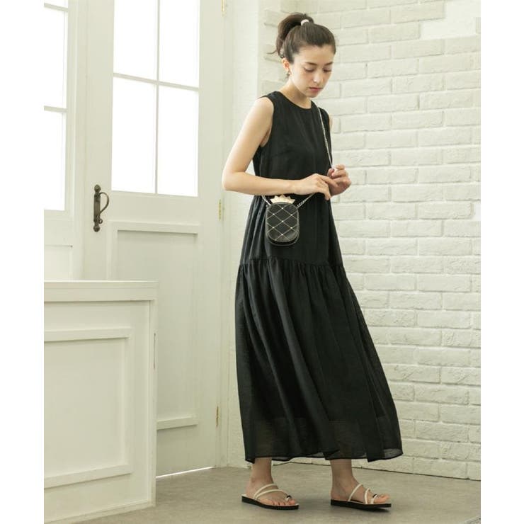 麻混シアーギャザーティアードワンピース【洗濯機洗い可】 | OPAQUE.CLIP | 詳細画像7 