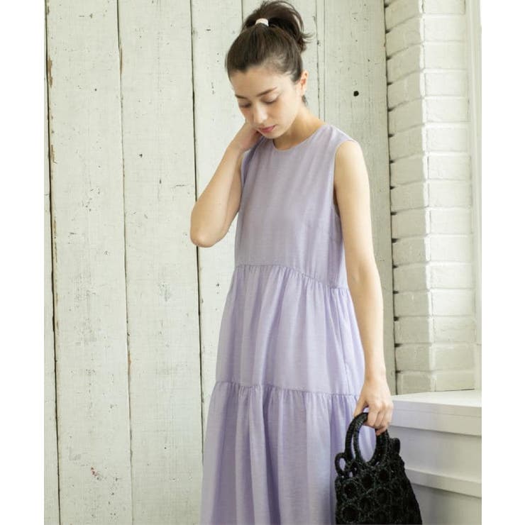 麻混シアーギャザーティアードワンピース【洗濯機洗い可】 | OPAQUE.CLIP | 詳細画像15 