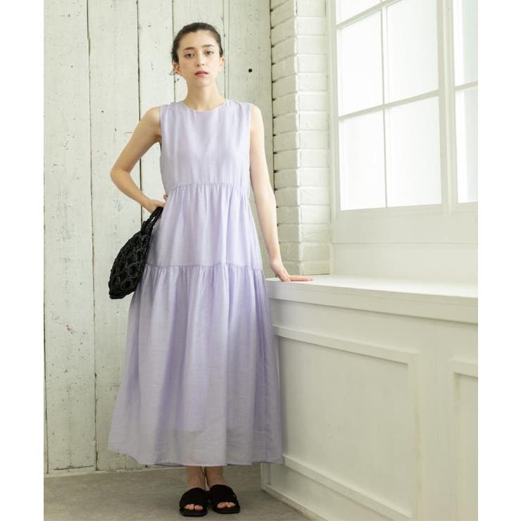 麻混シアーギャザーティアードワンピース【洗濯機洗い可】 | OPAQUE.CLIP | 詳細画像16 