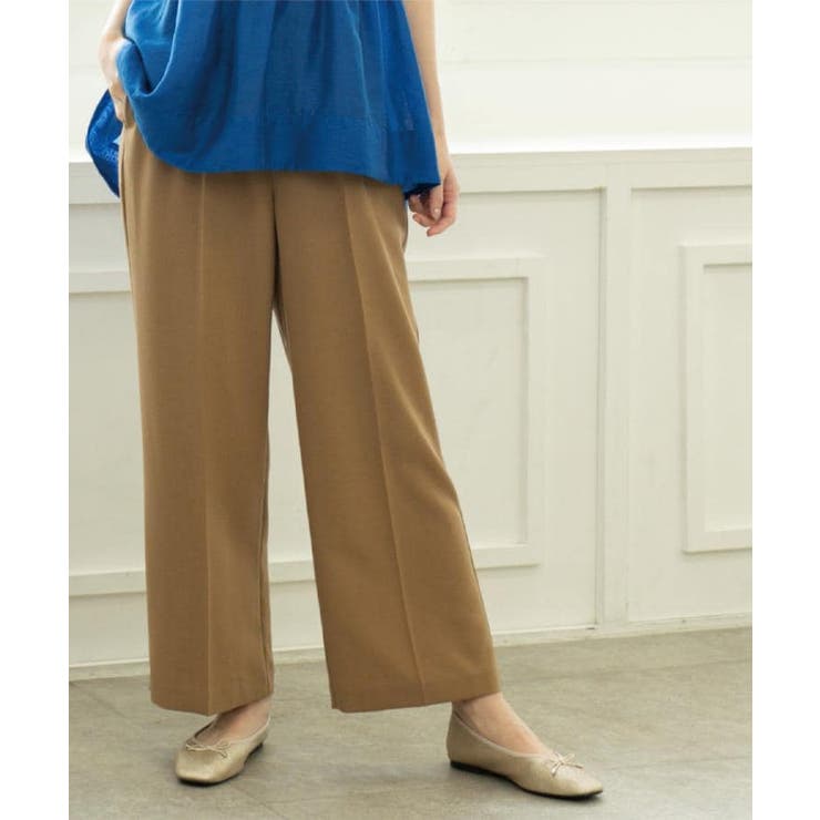 キャメルブラウン(041) | 《丈が選べる SS LLサイズ》美脚ストレッチイージーワイドパンツ | OPAQUE.CLIP