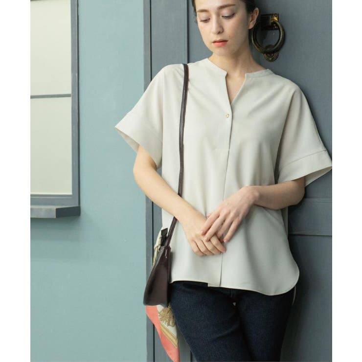 《5色展開 SS LLサイズ》スキッパー金ボタンブラウス | OPAQUE.CLIP | 詳細画像2 