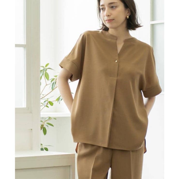 《5色展開 SS LLサイズ》スキッパー金ボタンブラウス | OPAQUE.CLIP | 詳細画像18 