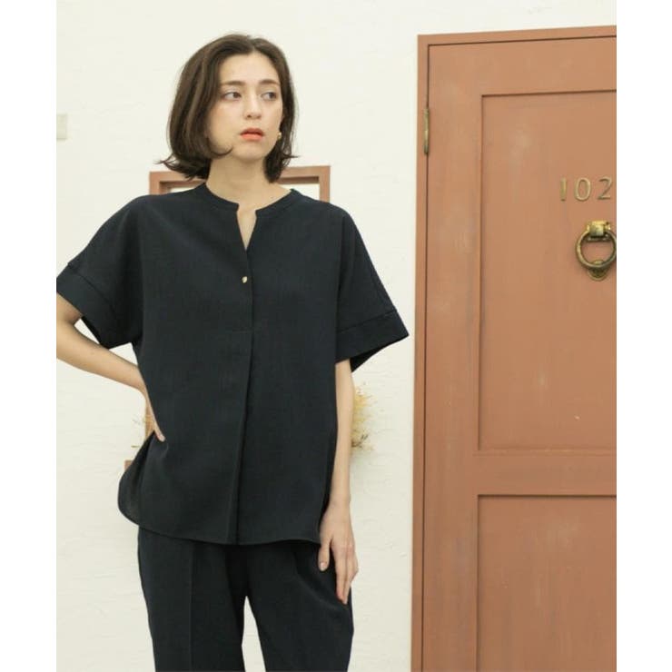 《5色展開 SS LLサイズ》スキッパー金ボタンブラウス | OPAQUE.CLIP | 詳細画像23 