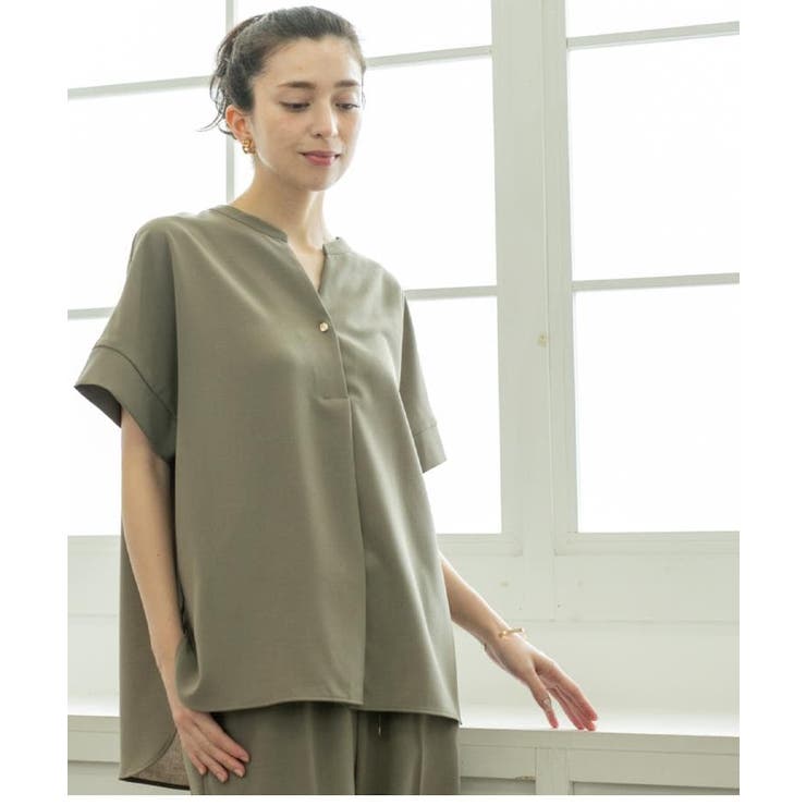 《5色展開 SS LLサイズ》スキッパー金ボタンブラウス | OPAQUE.CLIP | 詳細画像31 